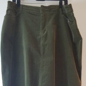 Corduroy Olive Green Skirt